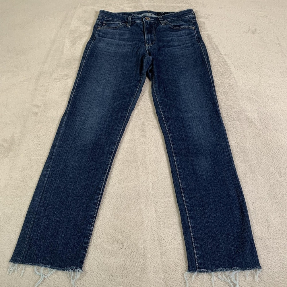 AG Adriano Goldschmied The Prima Jeans Womens 24R Slim Straight Raw‎ Hem Blue